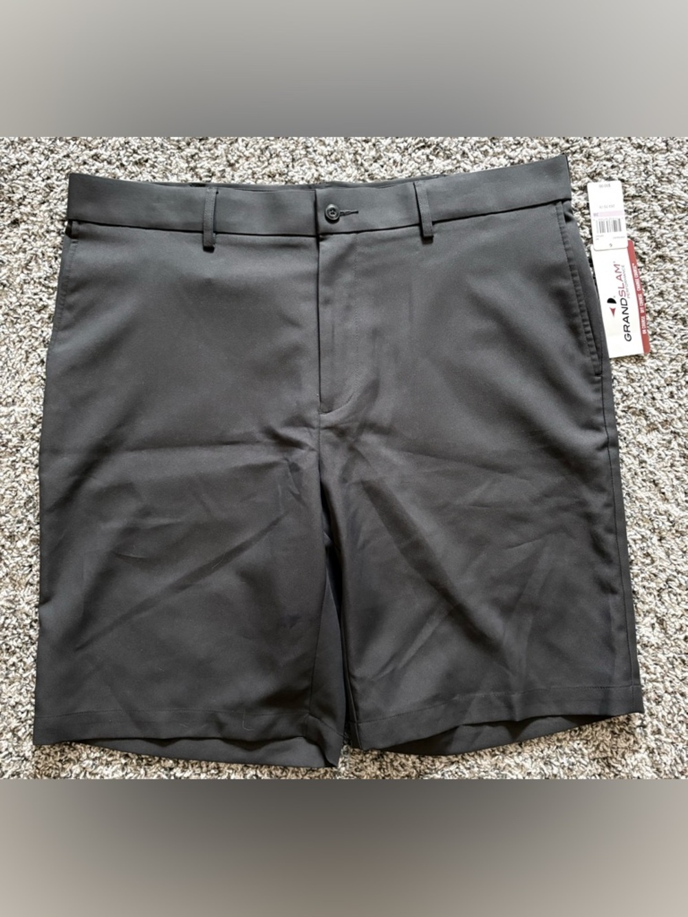 NWT Gray Flat Front Shorts 38” Waist Grand Slam Performance Expamdable Waist